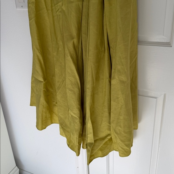 NWT Lafayette 148 New York Silk Linen Draped Wrap Dress Chartreuse Size 8 - Picture 13 of 14